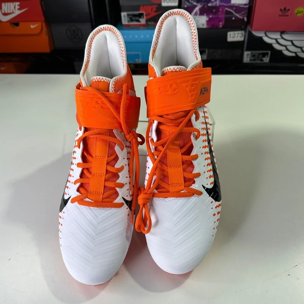 Nike Alpha Menace Pro 2 Mid Football Cleats Mens 12 Orange White BV3945-103